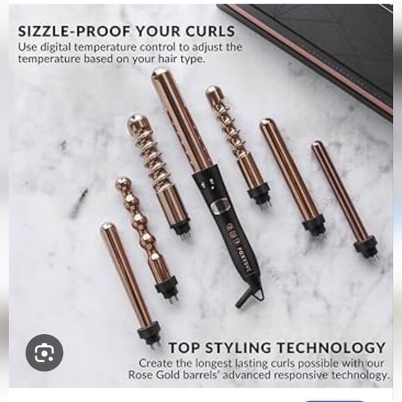 FoxyBae Titanium Rose Gold 7 in-1 Curling Wand Set - Picture 1 of 4